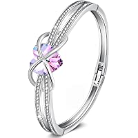 Los mejores  - GEORGE · SMITH Cinderella Pulseras clásicas de plata para mujer- pulsera de oro rosa- pulsera de boda- regalos ideales…